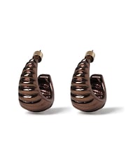 Aela Twist Hoop Brown Earrings - Image 1 of 2