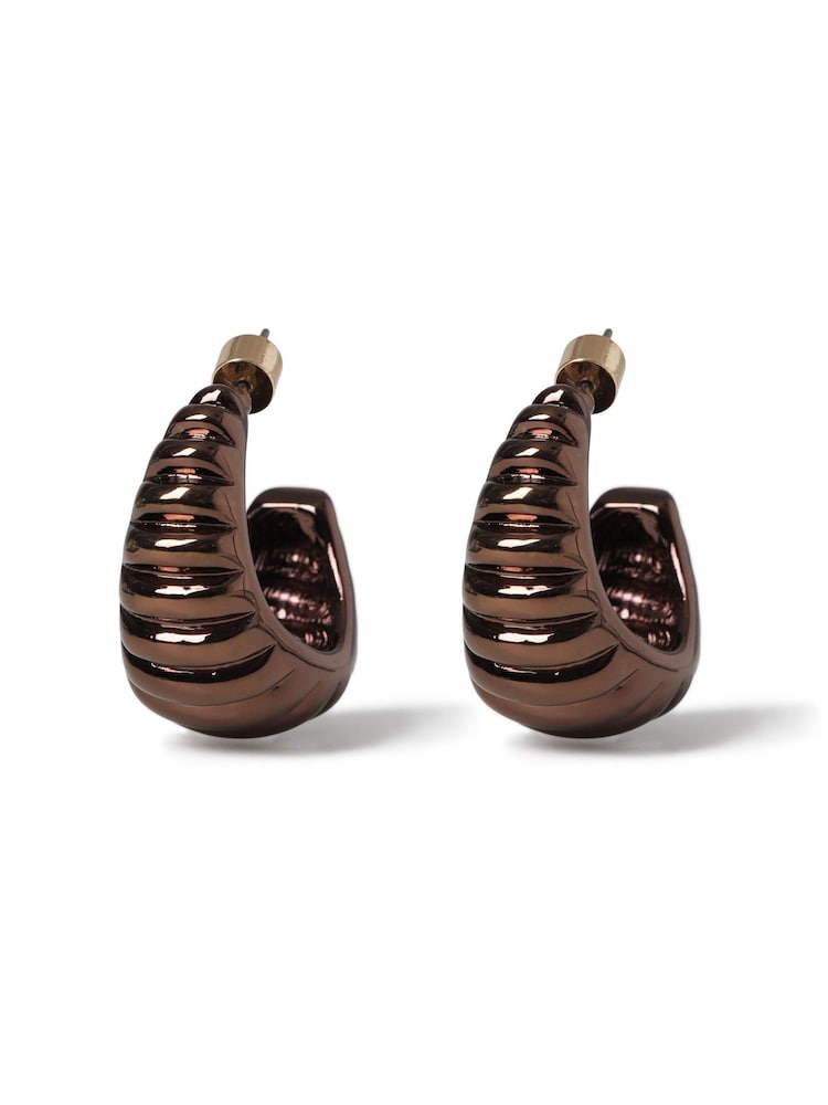 Aela Twist Hoop Brown Earrings - Image 1 of 2 Aela Twist Hoop Brown Earrings - Image 1 of 2