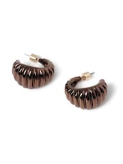 Aela Twist Hoop Brown Earrings - Image 2 of 2