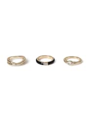Aela Enamel Black Rings 3 Pack - Image 1 of 2