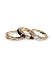 Aela Enamel Black Rings 3 Pack - Image 2 of 2
