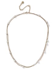 Aela Gold Tone Pearl Multirow Chain Necklace - Image 1 of 2