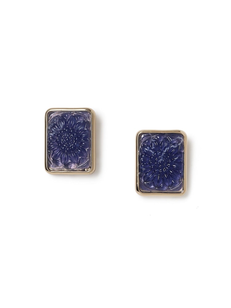 Flower Resin Stud Earrings - Image 2 of 3