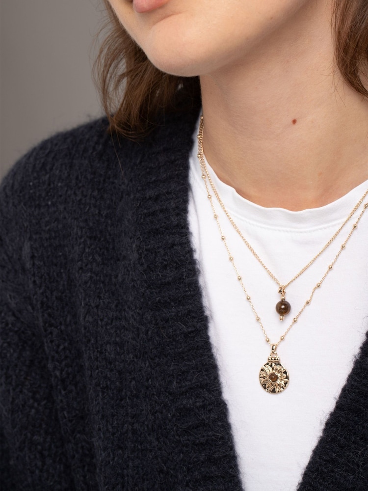 Aela Gold Tone Multirow Chain Necklace - Image 1 of 4 Aela Gold Tone Multirow Chain Necklace - Image 1 of 4