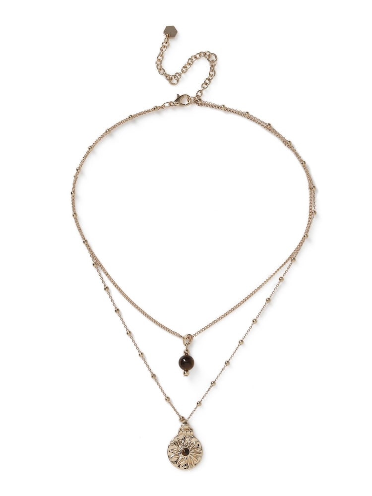 Aela Gold Tone Multirow Chain Necklace - Image 2 of 4 Aela Gold Tone Multirow Chain Necklace - Image 2 of 4