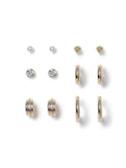 Aela Gold Tone Metal Hoop Stud Earrings 6 Pack - Image 1 of 2