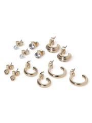 Aela Gold Tone Metal Hoop Stud Earrings 6 Pack - Image 2 of 2