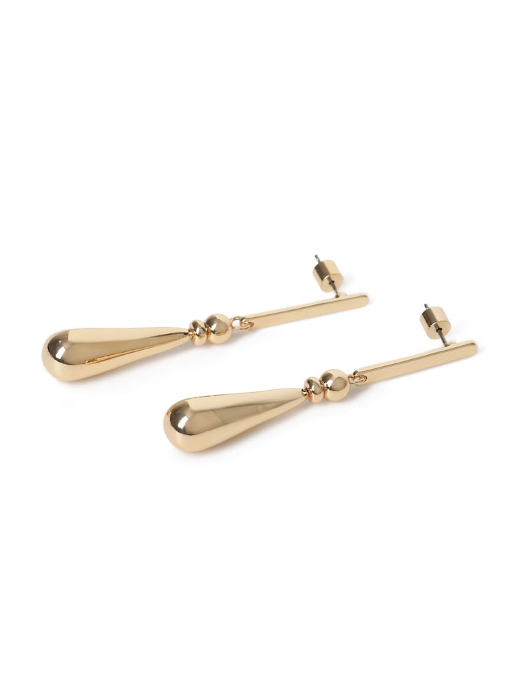 Aela Gold Tone Stick Teardrop Earrings - Image 3 of 3 Aela Gold Tone Stick Teardrop Earrings - Image 3 of 3