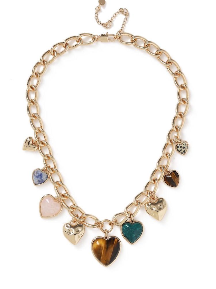 Aela Heart Charm Brown Necklace - Image 2 of 3 Aela Heart Charm Brown Necklace - Image 2 of 3