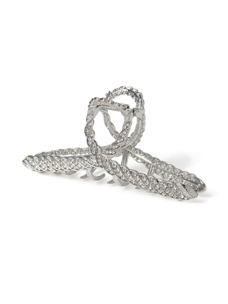 Aela Silver Tone Rhinestone Hair Claw - Image 1 of 2 Aela Silver Tone Rhinestone Hair Claw - Image 1 of 2