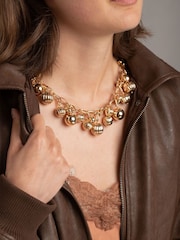 Aela Stone Flower Short Pendant Brown Necklace - Image 1 of 3