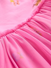 Bright Pink Christmas Long Sleeve Sweat Mesh Dress (3mths-7yrs) - Image 8 of 8