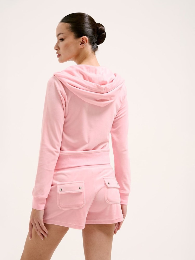Juicy Couture Pink Classic Velour Shorts With Back Pocket - Image 1 of 3