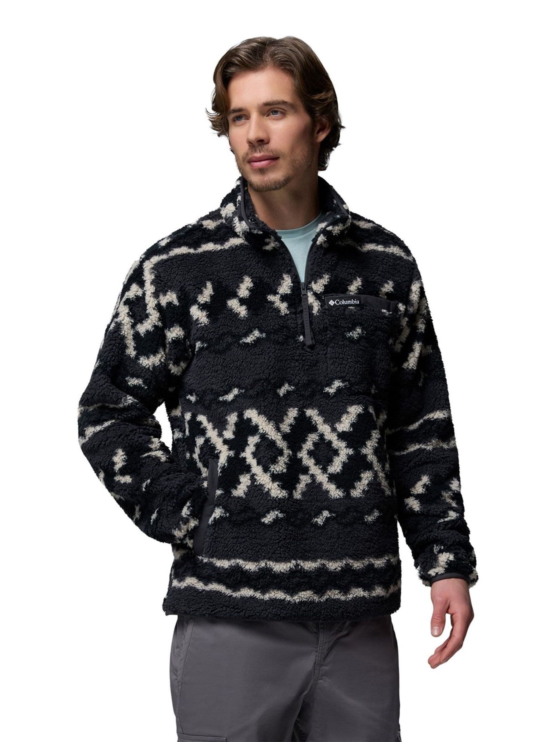 Buy Columbia Black Rugged Ridge High Pile Half Zip Fleece from