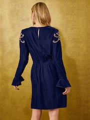 Love & Roses Embroidered Velvet Mini Dress - Image 4 of 5