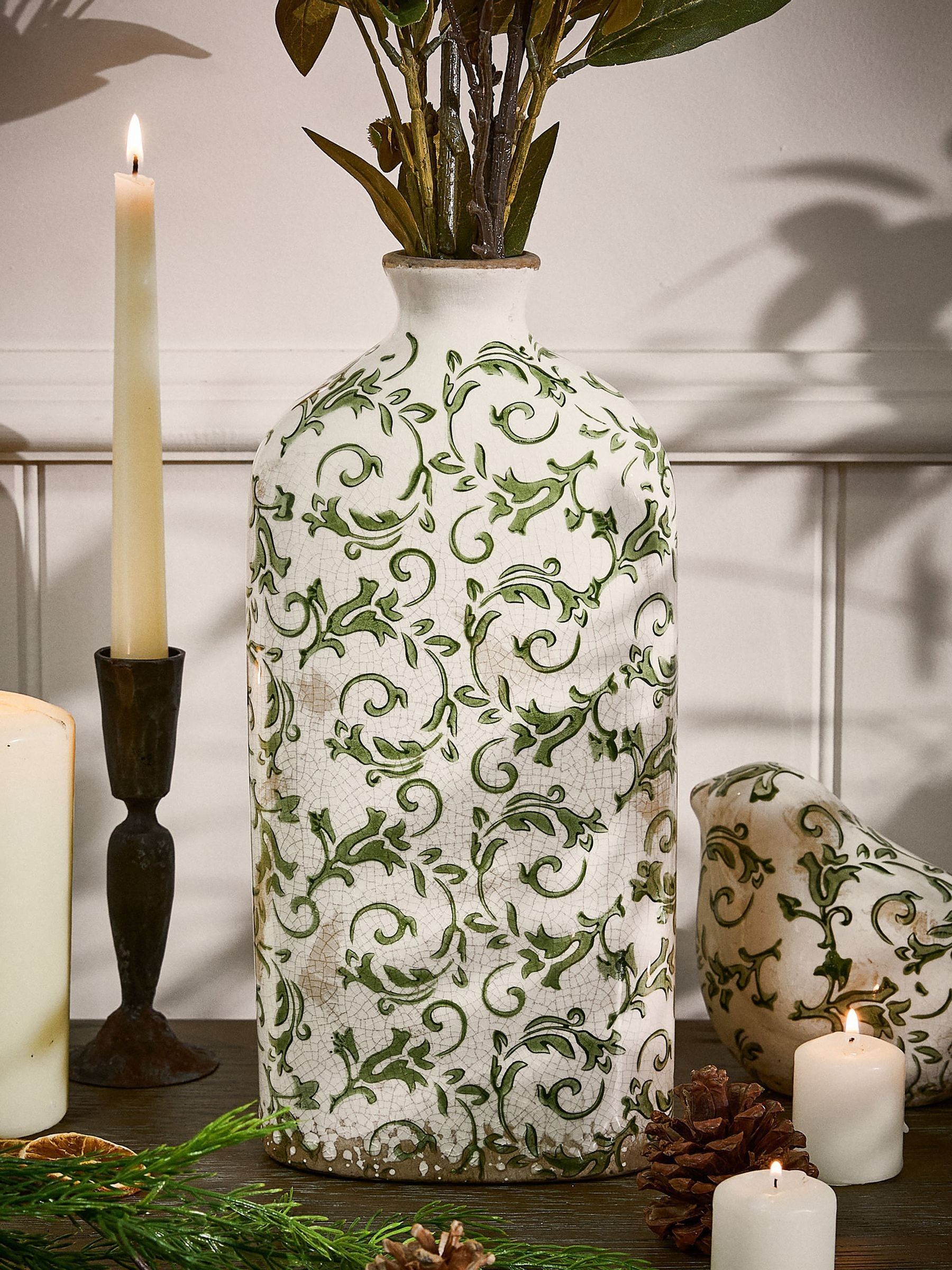 Dibor Unisex Green Botanical Bottle Vase