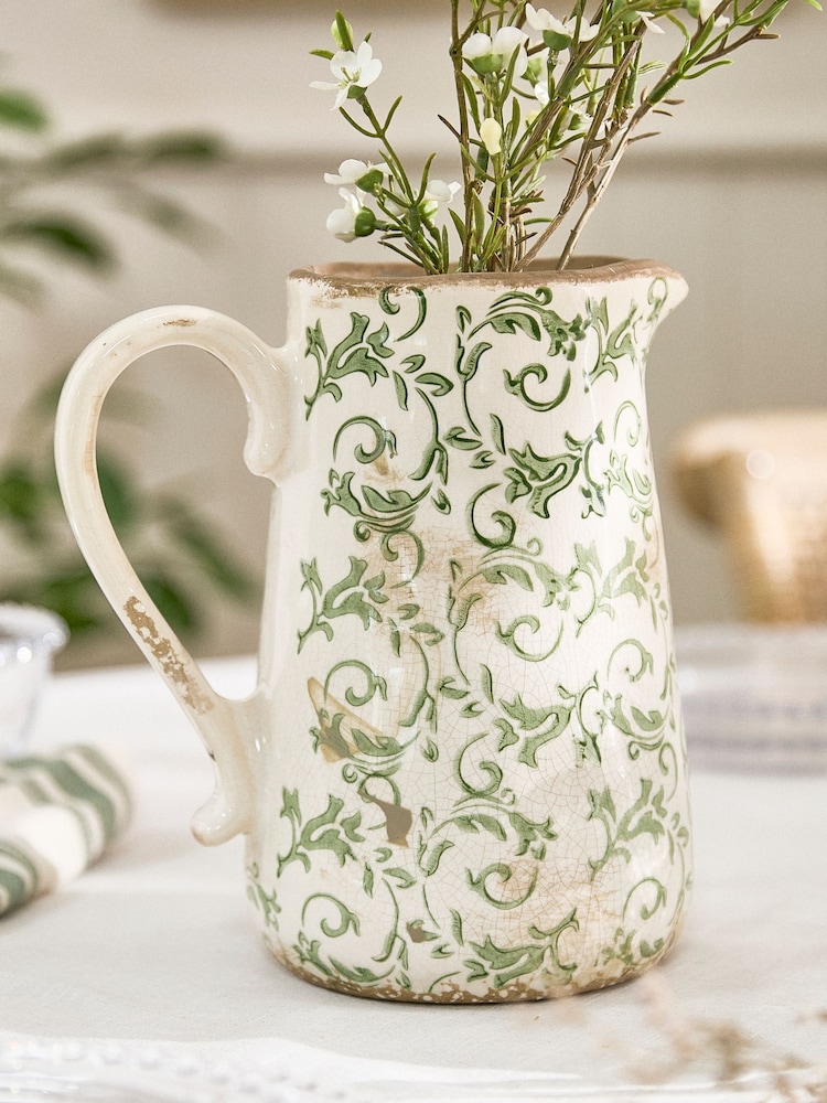 Dibor Green Botanical Pitcher Jug - Image 1 of 6 Dibor Green Botanical Pitcher Jug - Image 1 of 6