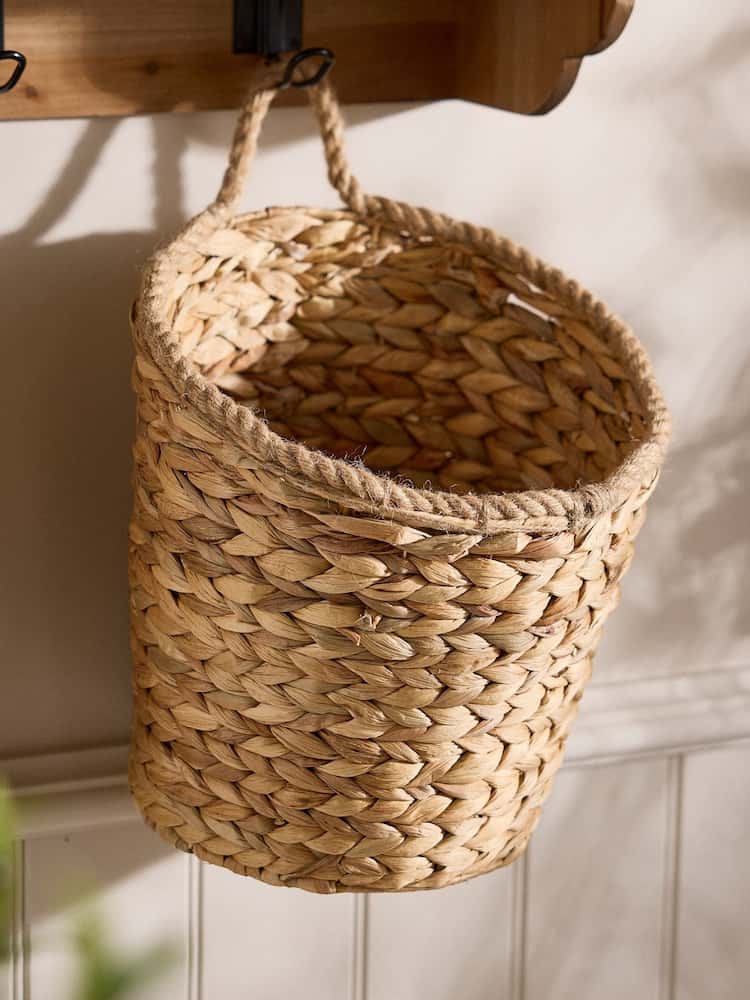 Dibor Brown Water Hyacinth Wall Basket - Image 1 of 5 Dibor Brown Water Hyacinth Wall Basket - Image 1 of 5