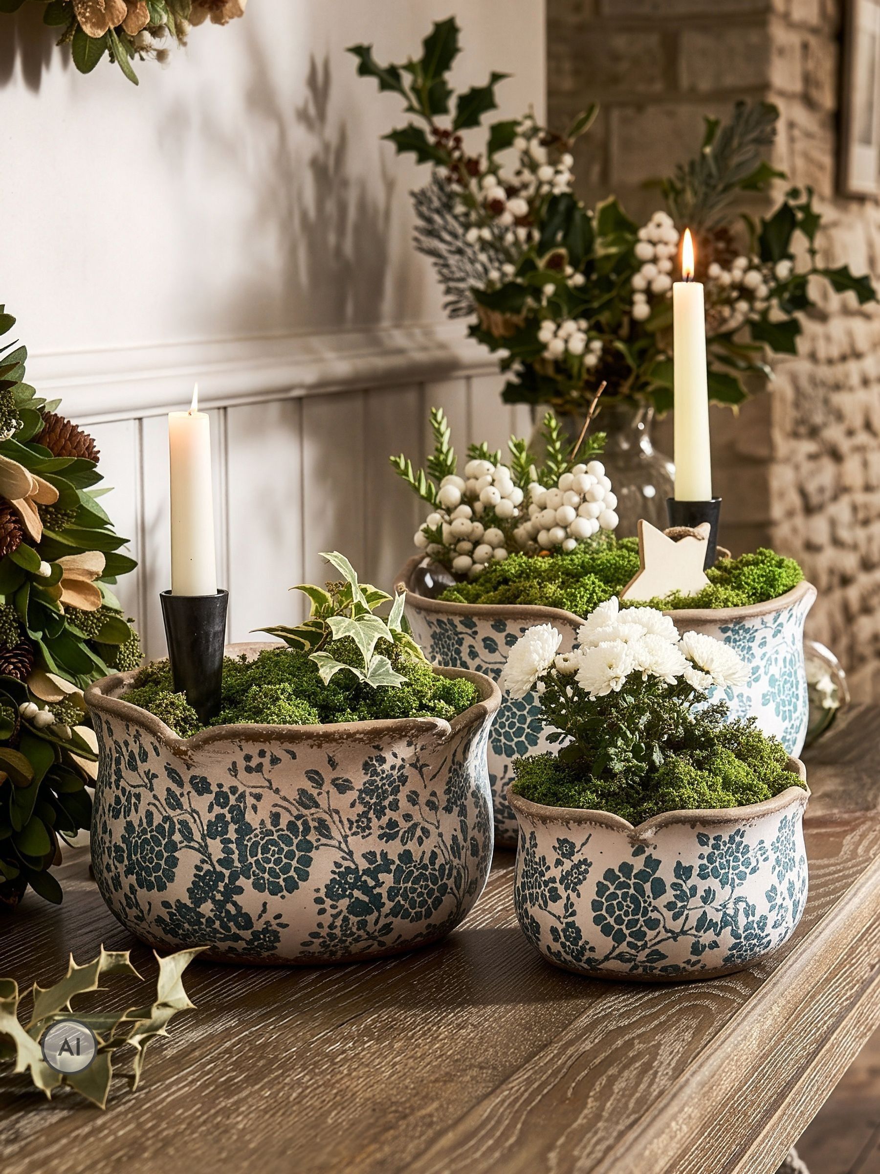 Dibor Unisex Turquoise Set Of 3 Planters