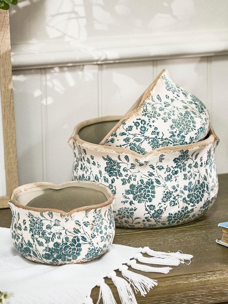 Dibor Set of 3 Turquoise Planters - Image 2 of 6