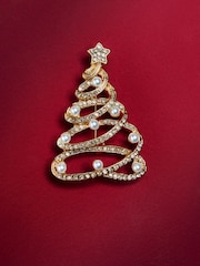 Gold Tone Sparkle Christmas Tree Brooch - Image 1 of 3