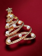 Gold Tone Sparkle Christmas Tree Brooch - Image 2 of 3