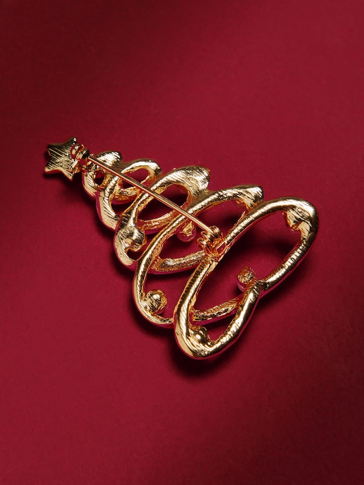 Gold Tone Sparkle Christmas Tree Brooch - Image 3 of 3