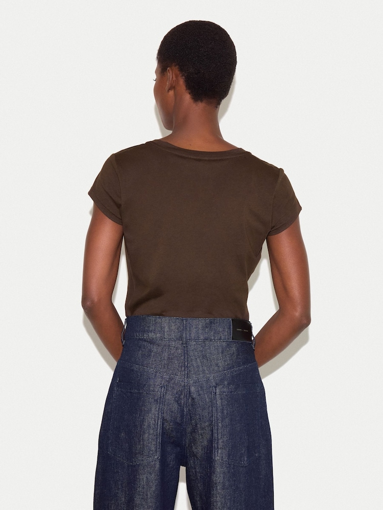 Jigsaw Brown Supima Cotton Scoop Neck T-Shirt - Image 2 of 5
