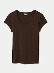 Jigsaw Brown Supima Cotton Scoop Neck T-Shirt - Image 5 of 5
