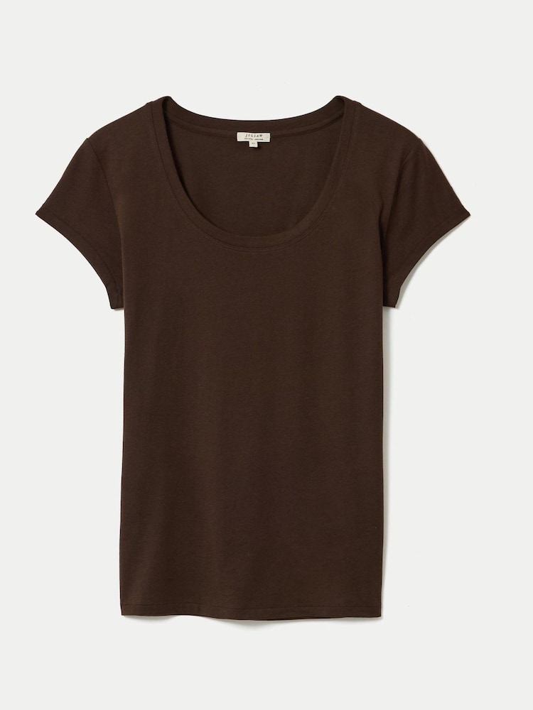 Jigsaw Brown Supima Cotton Scoop Neck T-Shirt - Image 5 of 5