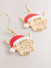 Brown Christmas Hamish the Highland Cow Earrings - Image 2 of 3