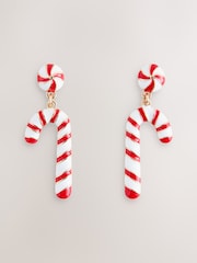 Red Christmas Candy Cane Earrings - Image 1 of 3