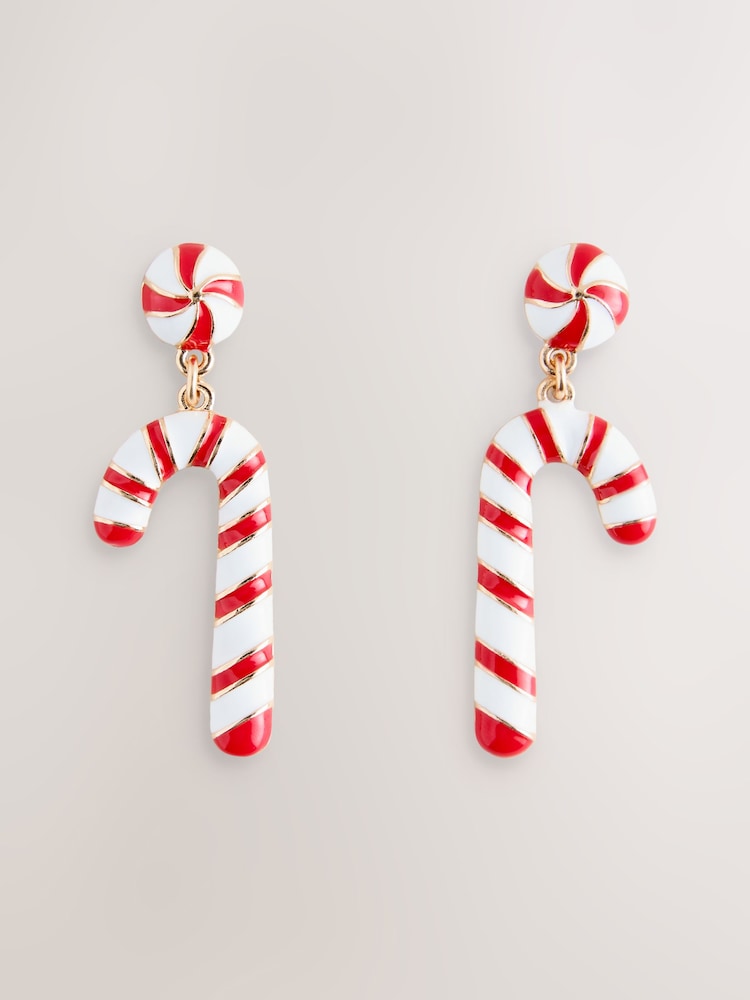 Red Christmas Candy Cane Earrings - Image 1 of 3