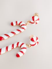 Red Christmas Candy Cane Earrings - Image 2 of 3