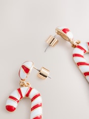 Red Christmas Candy Cane Earrings - Image 3 of 3