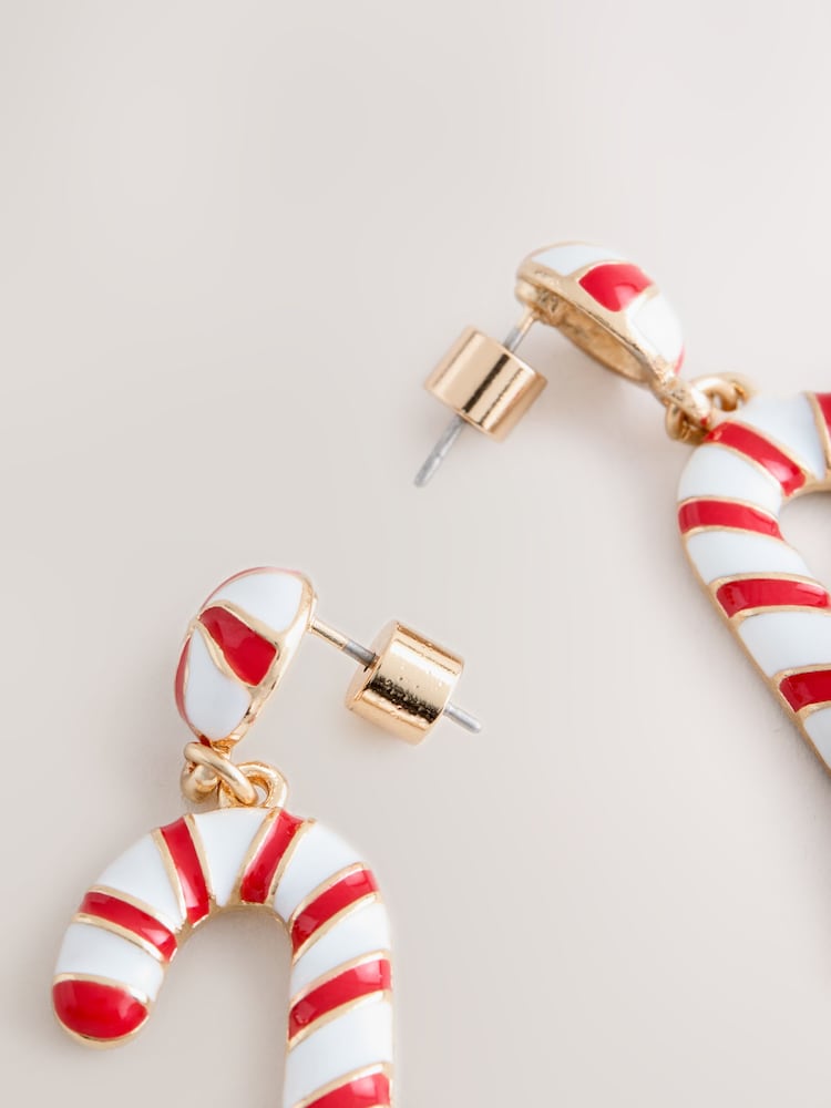 Red Christmas Candy Cane Earrings - Image 3 of 3