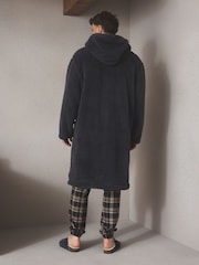 Slate Grey Zip Through Borg Dressing Gown - Image 3 of 8