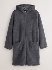 Slate Grey Zip Through Borg Dressing Gown - Image 6 of 8