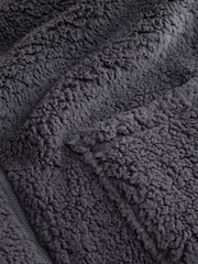 Slate Grey Zip Through Borg Dressing Gown - Image 7 of 8