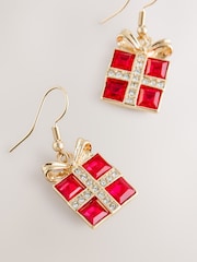 Red Sparkle Christmas Present Earrings - Image 2 of 3