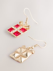 Red Sparkle Christmas Present Earrings - Image 3 of 3