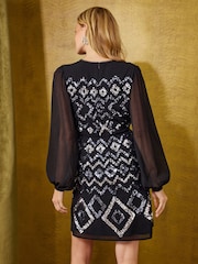 Love & Roses Sequin Embellished Mesh Mini Dress - Imagen 4 de 5