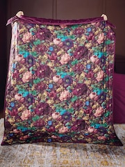 Purple Floral Reversible Velvet Bedspread - Image 3 of 10