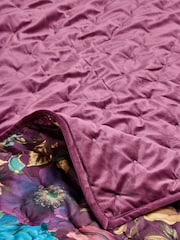Purple Floral Reversible Velvet Bedspread - Image 8 of 10