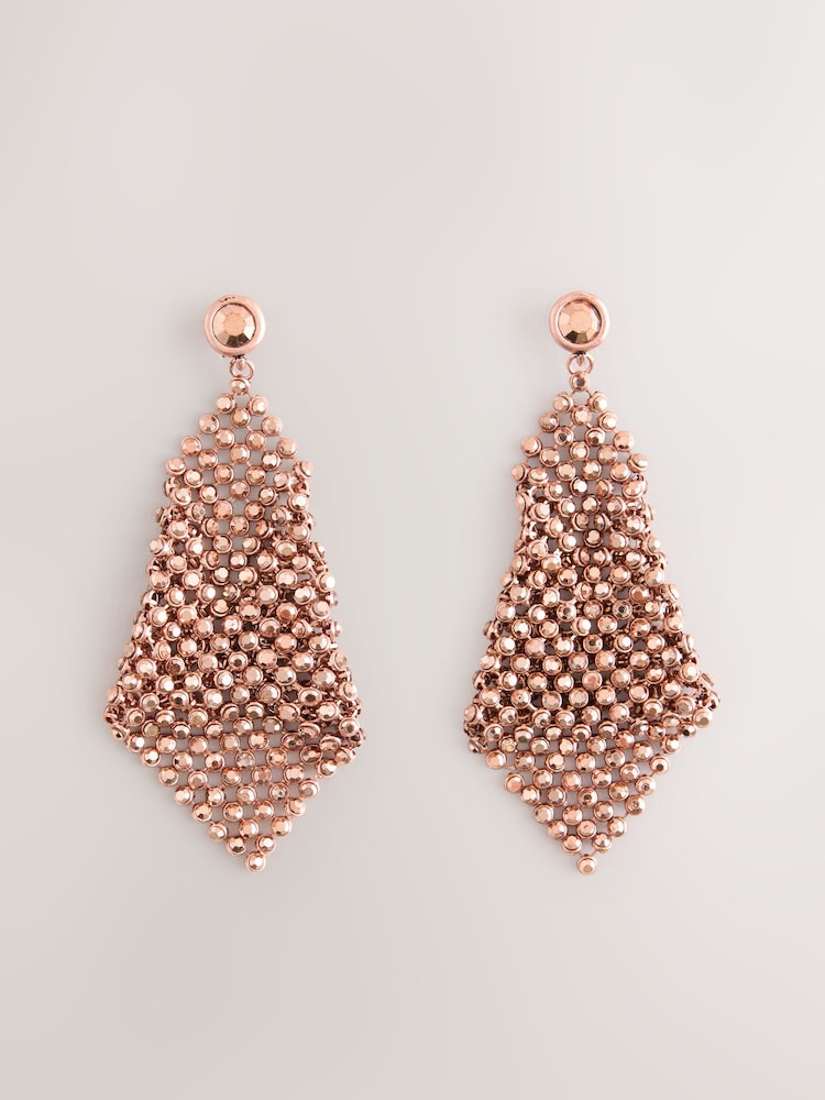 Rose Gold Chainmail Drop Earrings - Image 1 of 3