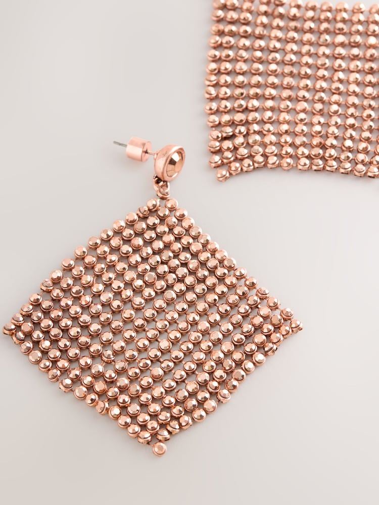 Rose Gold Chainmail Drop Earrings - Image 2 of 3