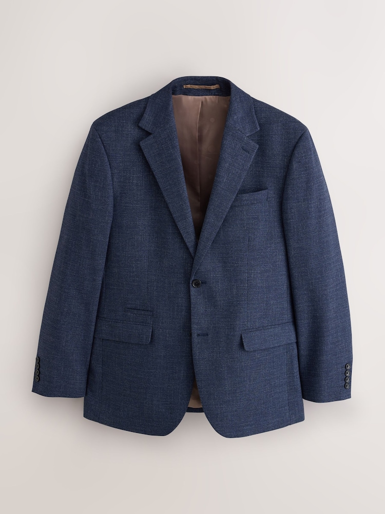 Bleu marine - Blazer texturé en laine - Image 1 de 6