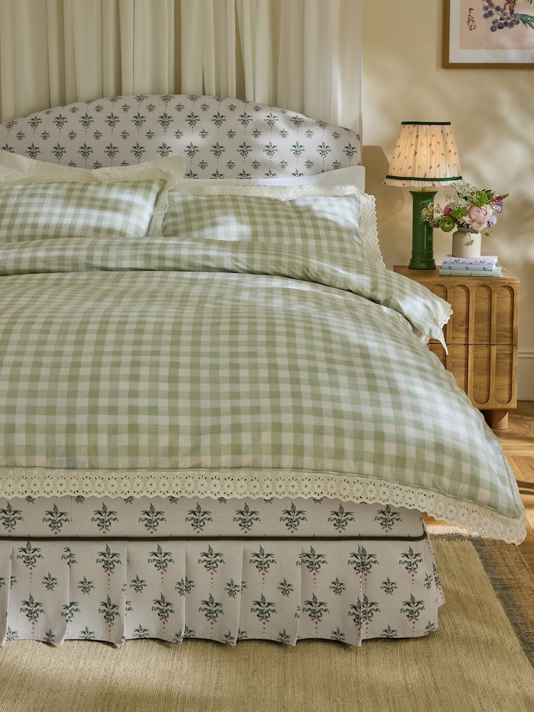 Cath Kidston Crest Cream and Green Skirted Bed Frame - Image 1 of 6