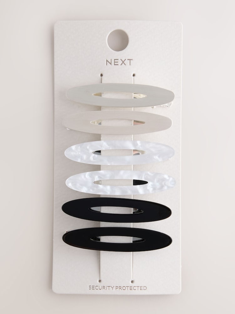 Silver Tone/Black Hair Slides 6 Pack - Image 1 of 3