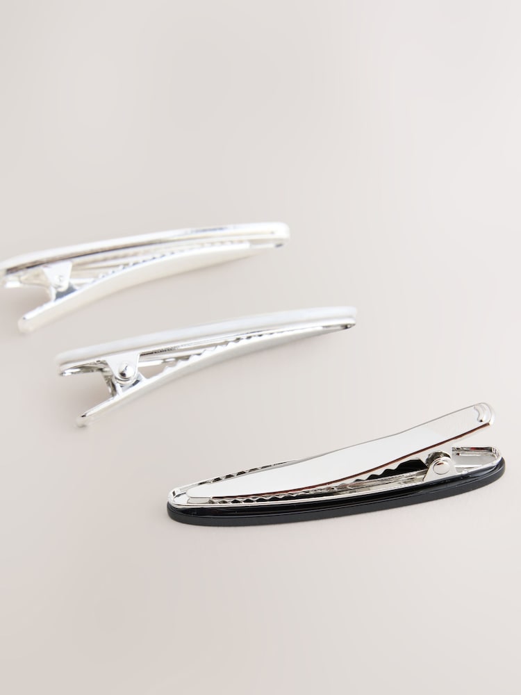 Silver Tone/Black Hair Slides 6 Pack - Image 3 of 3